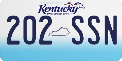 KY license plate 202SSN