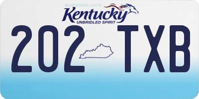KY license plate 202TXB