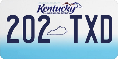 KY license plate 202TXD