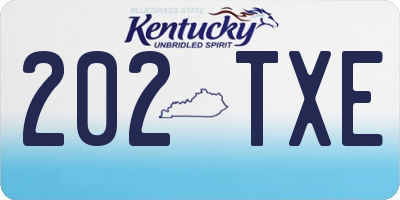KY license plate 202TXE