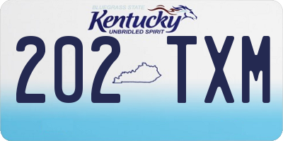 KY license plate 202TXM