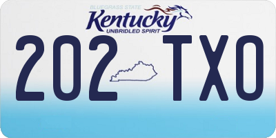 KY license plate 202TXO