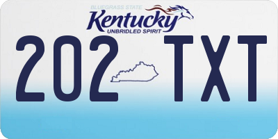 KY license plate 202TXT
