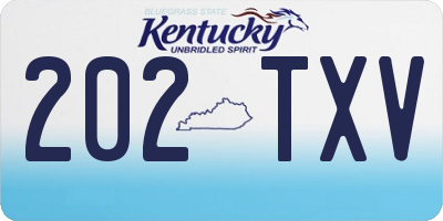 KY license plate 202TXV
