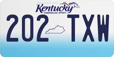 KY license plate 202TXW