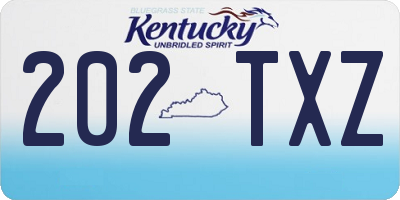 KY license plate 202TXZ