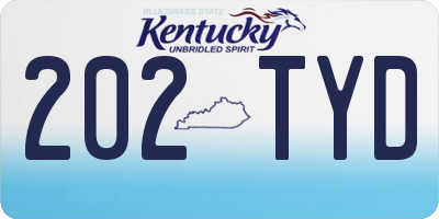 KY license plate 202TYD