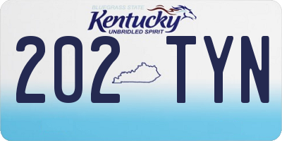 KY license plate 202TYN