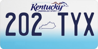 KY license plate 202TYX