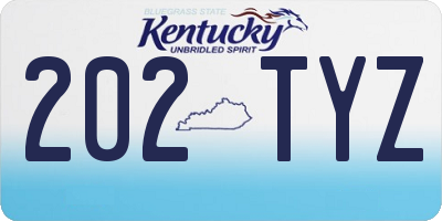 KY license plate 202TYZ