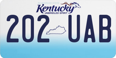 KY license plate 202UAB