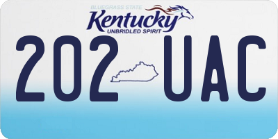 KY license plate 202UAC