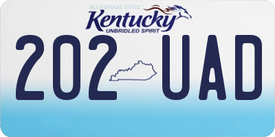 KY license plate 202UAD