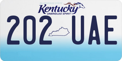 KY license plate 202UAE