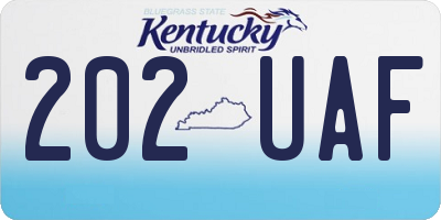 KY license plate 202UAF