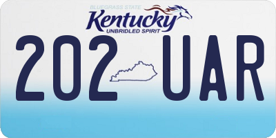 KY license plate 202UAR