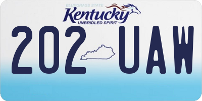 KY license plate 202UAW