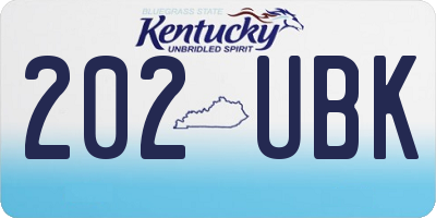 KY license plate 202UBK