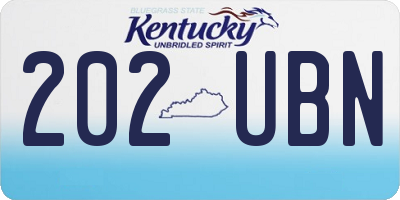 KY license plate 202UBN