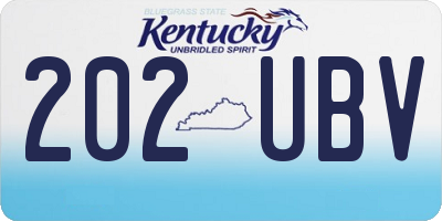 KY license plate 202UBV