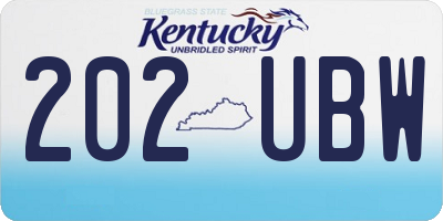 KY license plate 202UBW