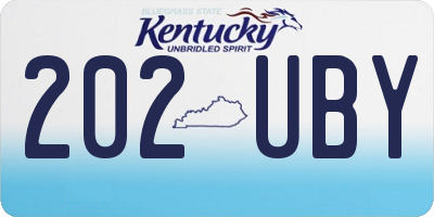 KY license plate 202UBY