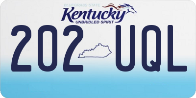 KY license plate 202UQL