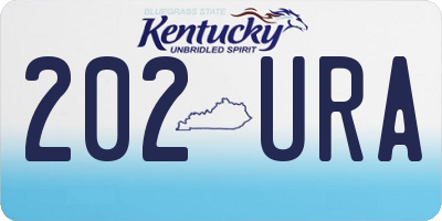 KY license plate 202URA