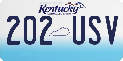 KY license plate 202USV