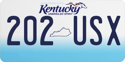KY license plate 202USX