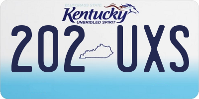 KY license plate 202UXS