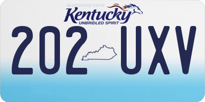 KY license plate 202UXV