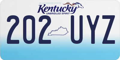 KY license plate 202UYZ