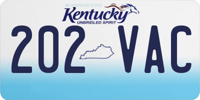 KY license plate 202VAC