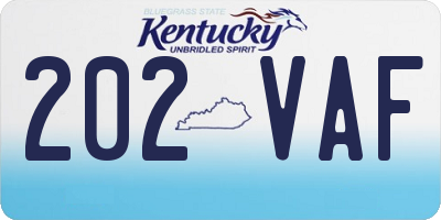 KY license plate 202VAF