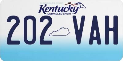 KY license plate 202VAH