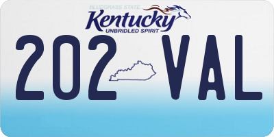 KY license plate 202VAL