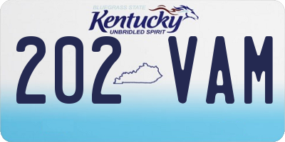 KY license plate 202VAM