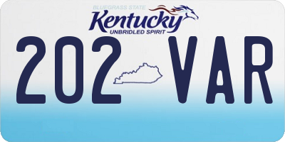 KY license plate 202VAR