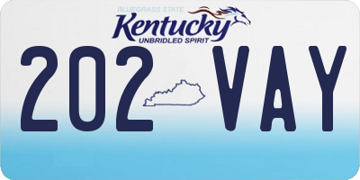 KY license plate 202VAY