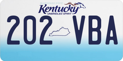 KY license plate 202VBA