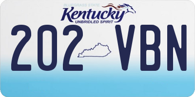 KY license plate 202VBN