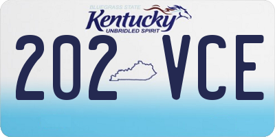 KY license plate 202VCE