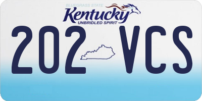 KY license plate 202VCS