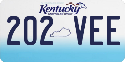 KY license plate 202VEE