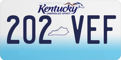 KY license plate 202VEF