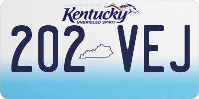 KY license plate 202VEJ