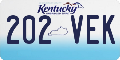 KY license plate 202VEK