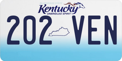 KY license plate 202VEN