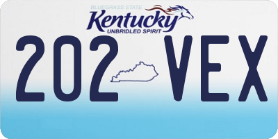 KY license plate 202VEX